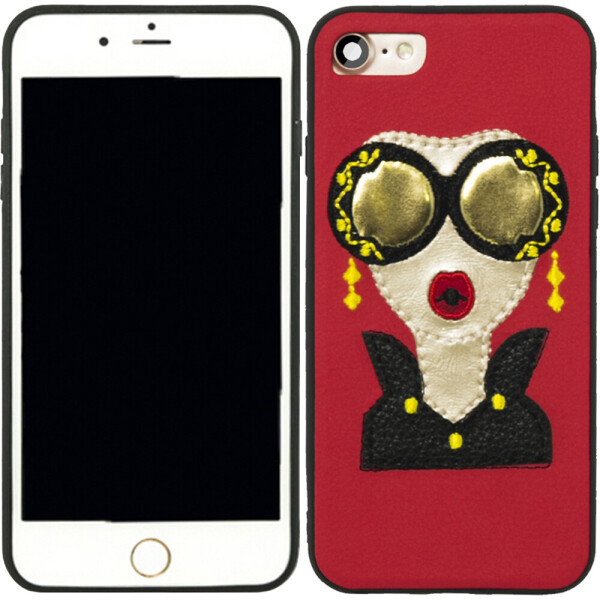 

Чехол накладка Diliana Girl with glass для iPhone 7/8 красная (18702)
