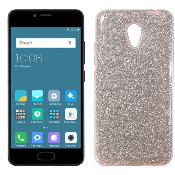 

Чехол силиконовый 3in1 Блёстки для Meizu M5C Pink (19788)