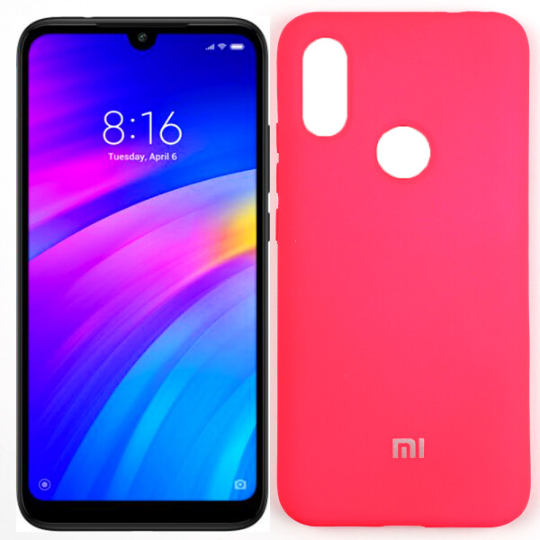 

Чехол силиконовый оригинальный для Xiaomi Redmi 7 Ярко Розовый FULL (27768)