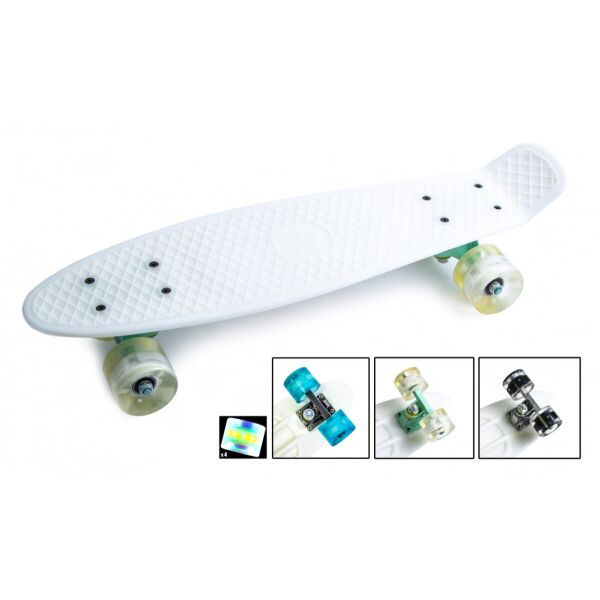 

Скейтборд Penny Board. Белый. Светящиеся колеса.
