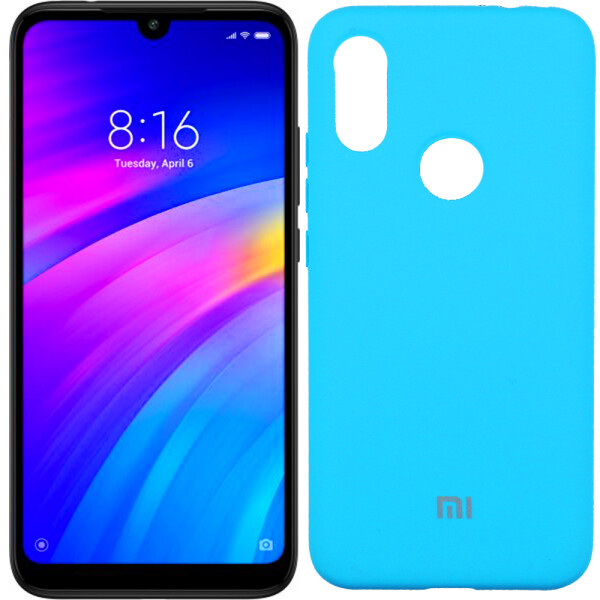 

Чехол силиконовый оригинальный для Xiaomi Redmi 7 Ярко синий FULL (26484)