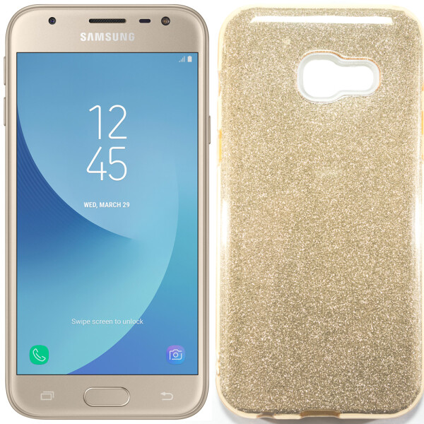 

Чехол силиконовый 3in1 Блёстки для Samsung A320 Gold (14860)