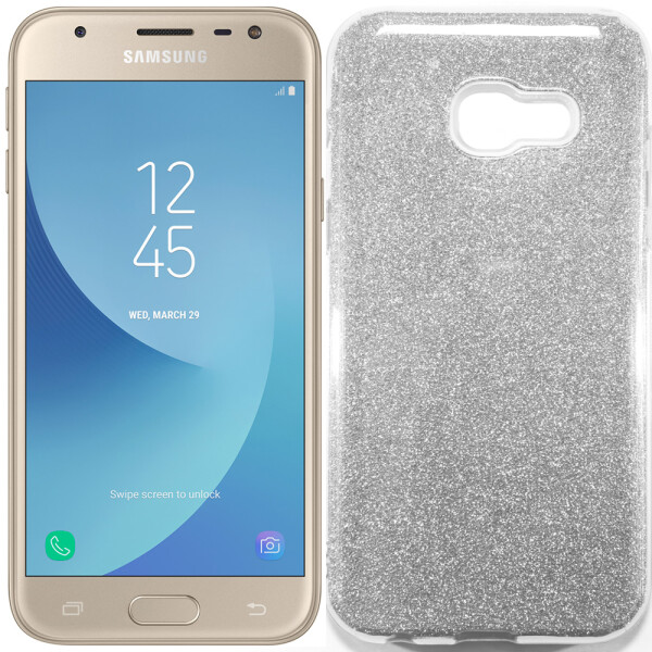 

Чехол силиконовый 3in1 Блёстки для Samsung A320 Silver (14861)