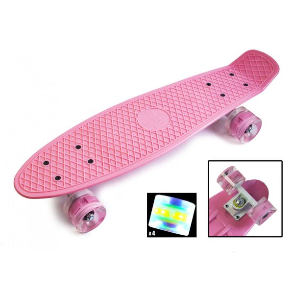 

Скейтборд Penny Board "Pastel Series" Нежно-розовый цвет. Светящиеся колеса