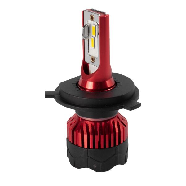 Акція на К5 Лампа светодиодная цоколь H7 red (к-кт 2 шт) 12/24V, 60W, 4500Lm + вентилятор (авиац. алюмин.) від Allo UA