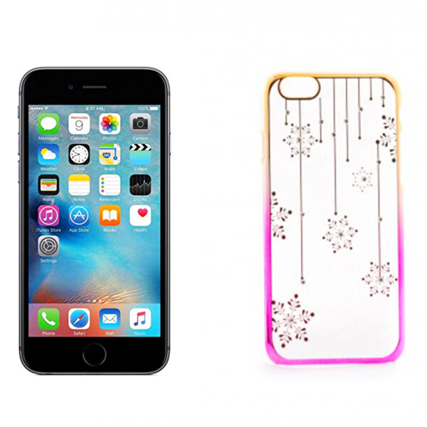 

Накладка пластиковая Nice со стразами для Apple iPhone 6/6s (4.7") (Снежинки / золотой / розовый) (9324)