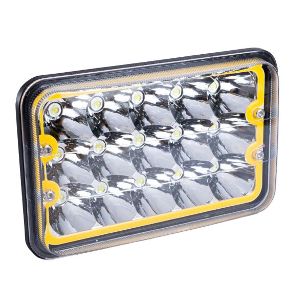 

Фара LED прямоугольная 45W (15 диодов)(ближн. + дальний)(+LED кольцо белое)(198мм х 140мм х 69мм) + крепление