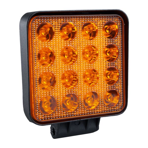 

Фара LED квадратная 48W, 9 ламп, широкий чистый желтый луч + функция стробоскопа