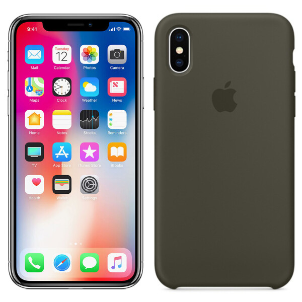 

Чехол силиконовый оригинальный для iPhone X Dark Olive (23971)