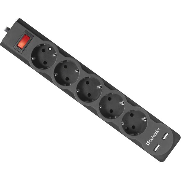 

Сетевой фильтр Defender DFS 751 1,8 м, 5 розеток, 2xUSB, 2.1A (99751) (6414732)