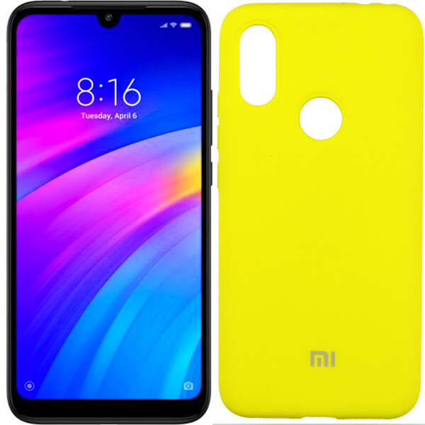

Чехол силиконовый оригинальный для Xiaomi Redmi 7 Желтый FULL (26378)