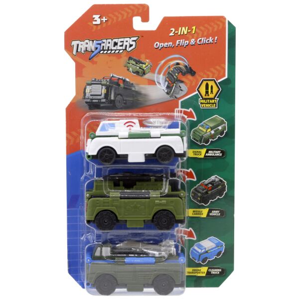 

Машинки 2-в-1 Военный транспорт (3 элементы) TransRacers (6618734)