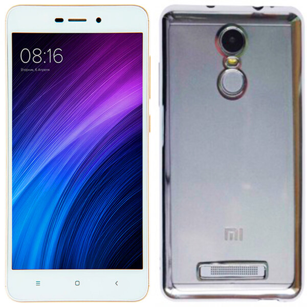 

Чехол силиконовый для Xiaomi Redmi Note 3 / Redmi Note 3 Pro с глянцевой окантовкой (Серебряный) (8671)