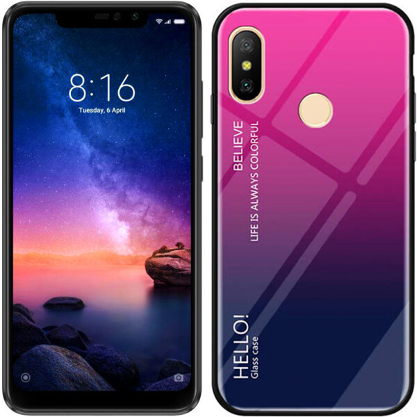 

Чехол TPU Gradient HELLO Glass для Xiaomi Redmi Note 6 Pro Розовый (26947)