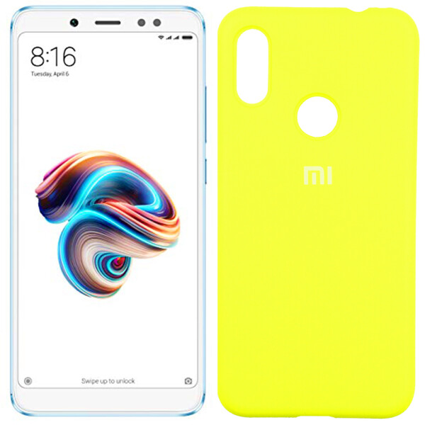 

Чехол силиконовый оригинальный для Xiaomi Redmi Note 5 Pro Ярко желтый FULL (26500)