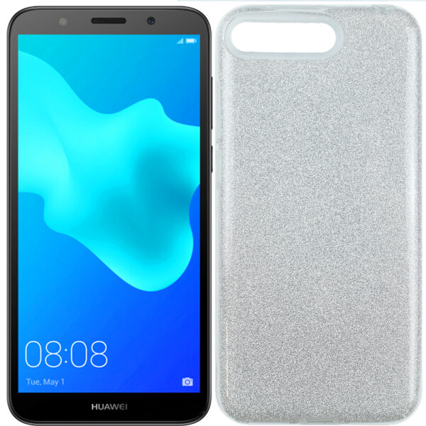 

Чехол силиконовый 3in1 Блёстки для Huawei Y6 2018 Silver (26772)
