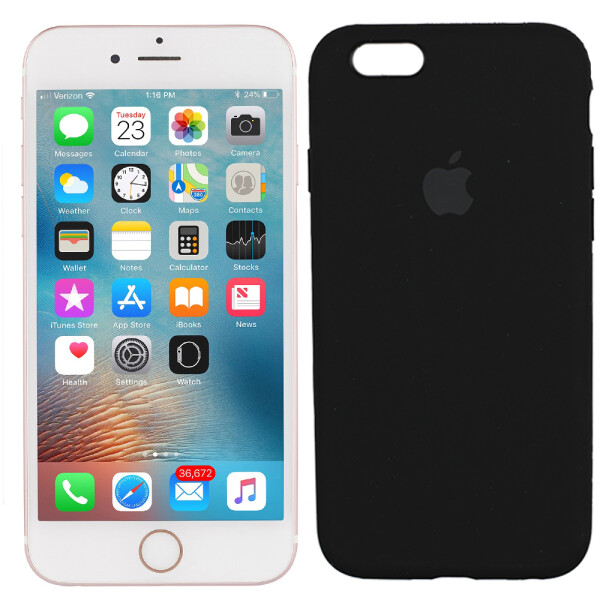 

Чехол силиконовый оригинальный для iPhone 6/6s Чёрный FULL (25966)