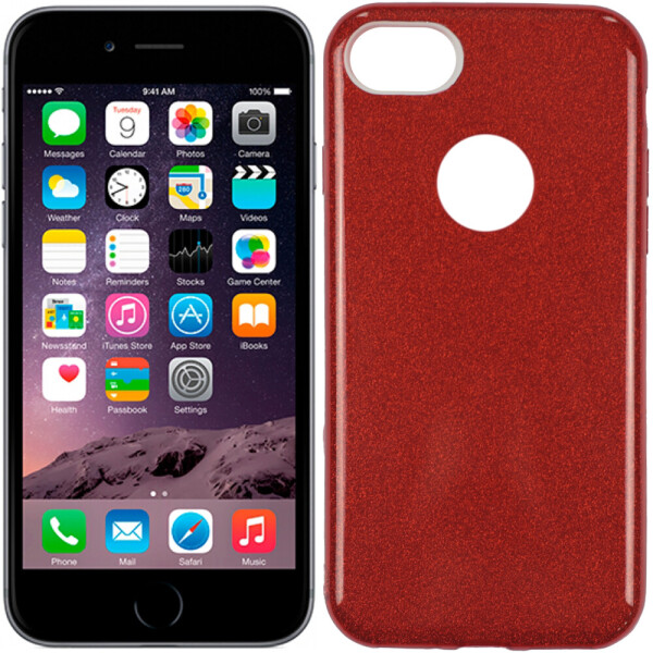 

Чехол силиконовый 3in1 Блёстки для iPhone 7 Red (16942)