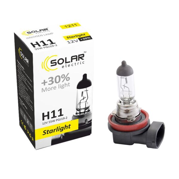 

Галогеновая лампа Solar H11 12V 55W Starlight + 30%