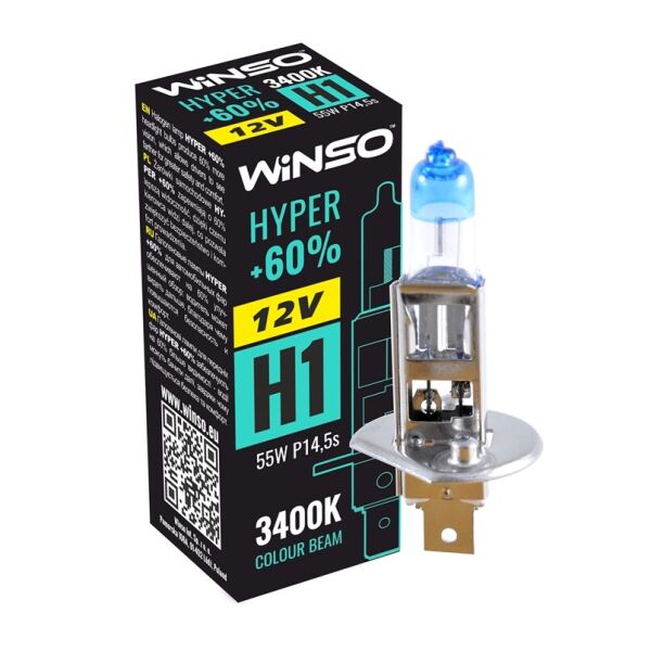 

Галогеновая лампа Winso H1 12V 55W P14.5s HYPER + 60%