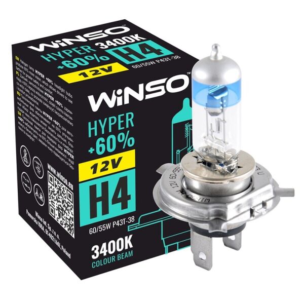 

Галогеновая лампа Winso H4 12V 60 / 55W P43t-38 HYPER + 60%