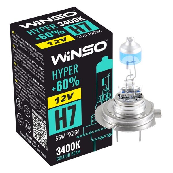 

Галогеновая лампа Winso H7 12V 55W PX26d HYPER + 60%
