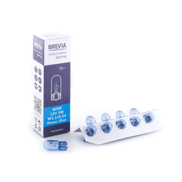 

Лампа накаливания Brevia W5W 12V 5W W2.1x9.5d Power Blue CP