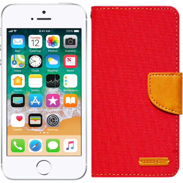 

Чехол книжка Goospery Universal Canvas Diary 4.5" Red (17229)