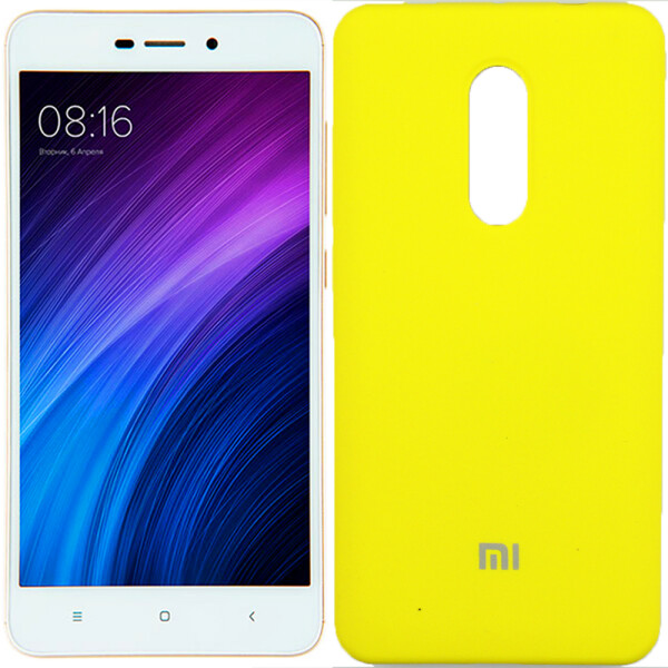 

Чехол силиконовый оригинальный для Xiaomi Redmi Note 4x Ярко желтый FULL (26582)