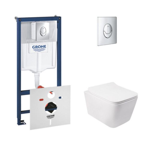 

Набор Инсталляция 5 В 1 Grohe Rapid Sl 38827000 + Унитаз С Сиденьем Qtap Crow Qt05335170W