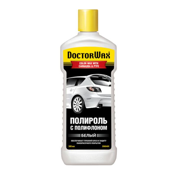 DoctorWax Цветная полироль с полифлоном. Белая 300мл
