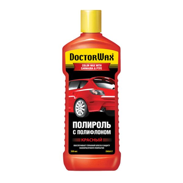 

DoctorWax Цветная полироль с полифлоном. Красная 300мл