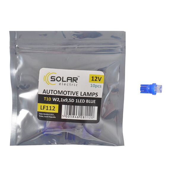 

LED Автолампы Solar 12V T10 W2.1x9.5d 1leds blue 10шт