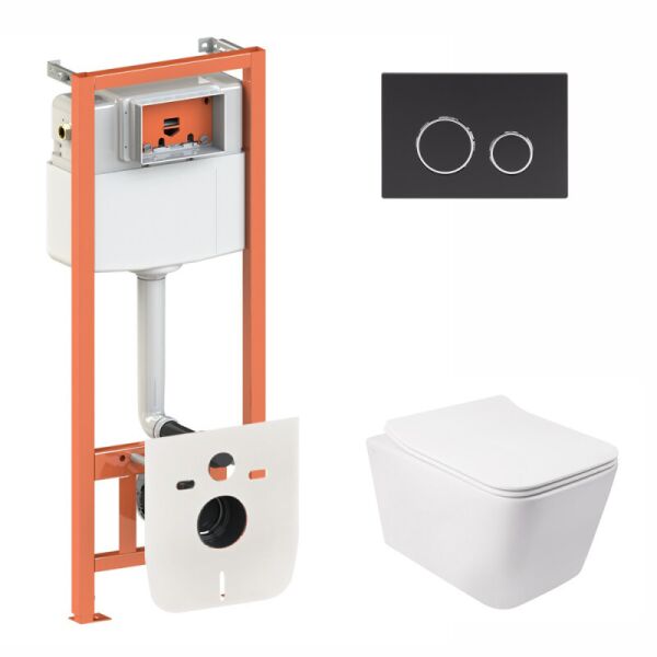 

Набор Qtap Инсталляция 3 В 1 Nest Qt0133M425 С Панелью Смыва Круглой Qt0111M11V1146Mb + Унитаз С Сиденьем Crow Qt05335170W