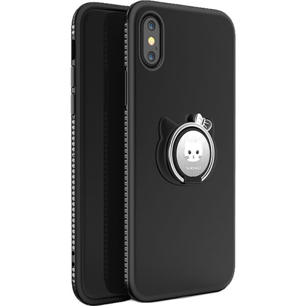 

Чехол-накладка SHENGO Soft-touch holder TPU Case Apple iPhone X Black (bz_F_54294)
