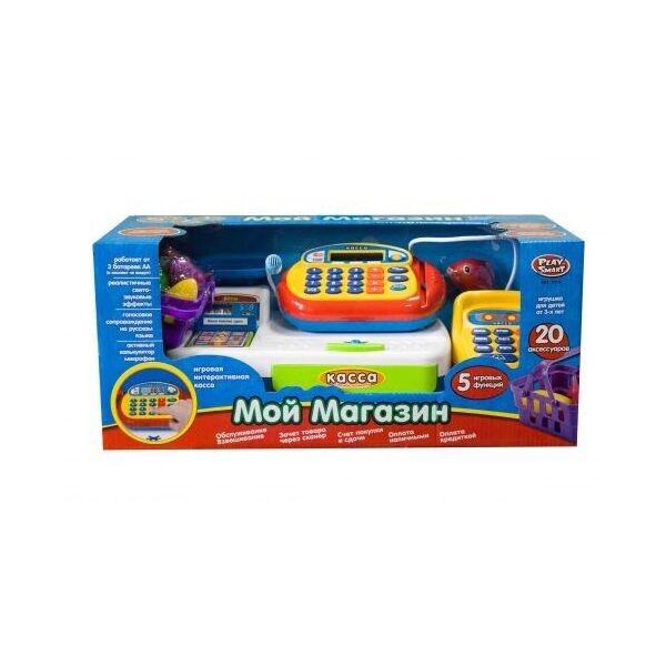 

Кассовый аппарат 7019 (12шт/2)Мой магазинбатар.,продукты,корзинка,в кор. 43*18*18см