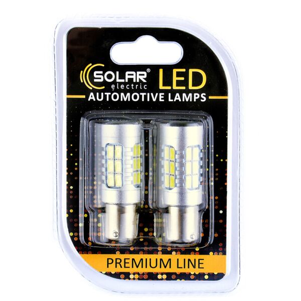 

LED Автолампы Solar 12-24V S25 BA15s 27SMD white, 2шт