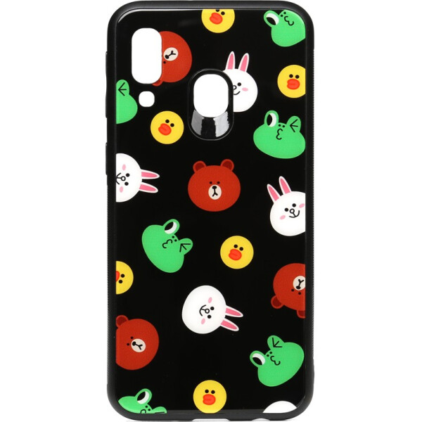 

Чехол-накладка TOTO Cartoon Print Glass Case Samsung Galaxy A40 Line friends Black (bz_F_93621)