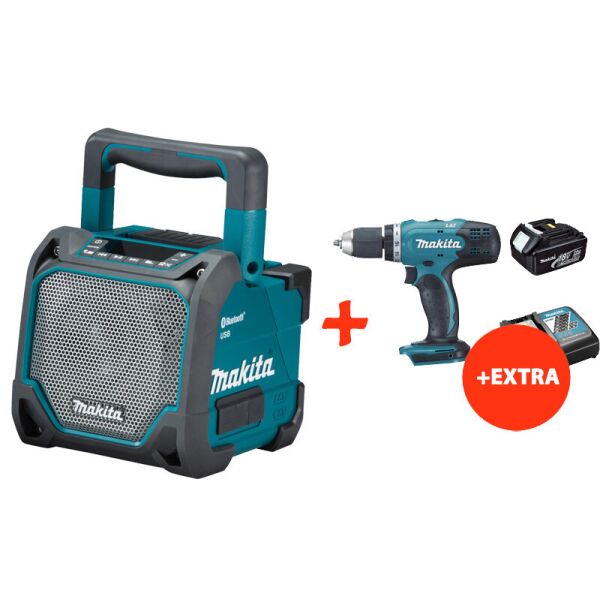 

Аккумуляторная Bluetooth колонка Makita DMR202+аккумуляторная дрель-шуруповерт Makita DDF453RFX7 (DMR202RFX7)