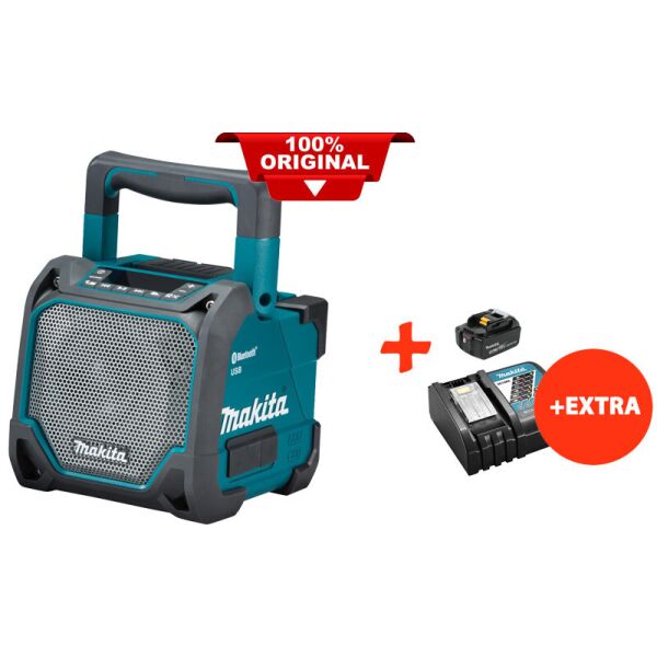 

Аккумуляторная Bluetooth колонка Makita DMR202+акк.18V 5 Ah+быстрозарядное ЗУ (DMR202RT)
