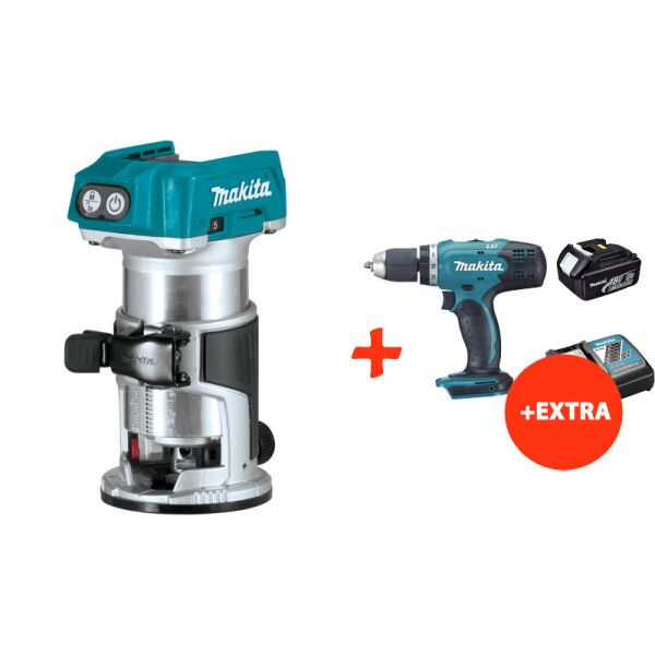 

Аккумуляторный фрезер Makita DRT50ZX2+аккумуляторная дрель-шуруповерт Makita DDF453RFX7 (DRT50RFX7)