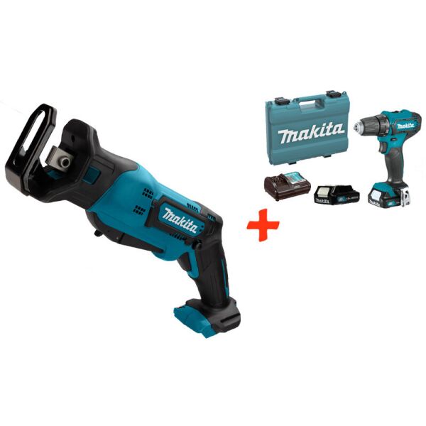 

Аккумуляторная сабельная пила Makita JR105DZ + акк шуруповерт DF333DWYE + 2 акб 12 V 1.5 Ah + з/у + кейс
