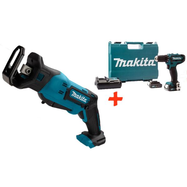 

Аккумуляторная сабельная пила Makita JR105DZ + акк шуруповерт HP333DWAE + 2 акб 12 V 2 Ah + з/у + кейс