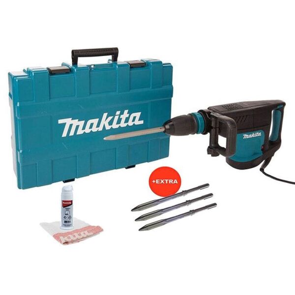

Отбойный молоток Makita HM1203C + кейс + смазка + салфетка + 3 самозаточных пики (HM1203CX)