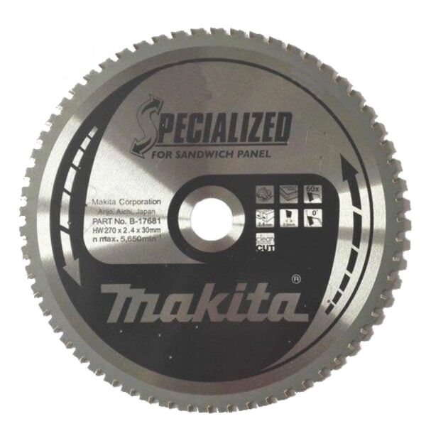 

Диск пильный по сэндвич-панелям Makita SPECIALIZED 270х30 мм 60Т (B-17681)