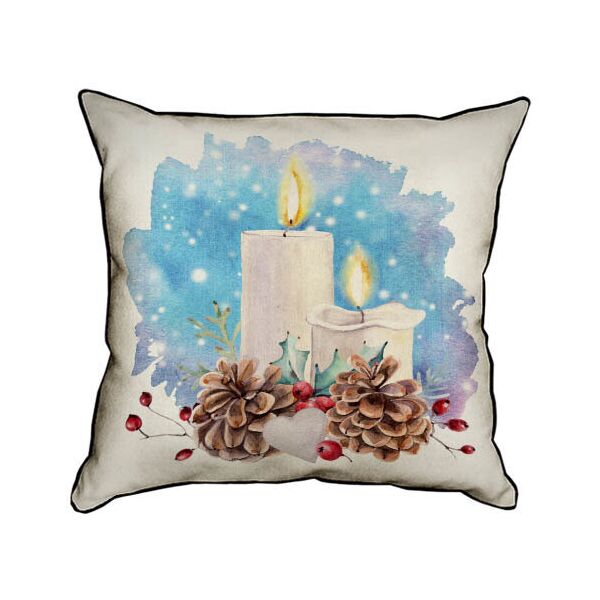 

Подушка интерьерная из мешковины Presentville Новогодние свечи 45x45 см