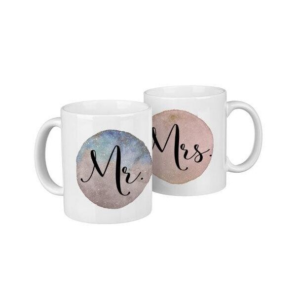 

Парные кружки Presentville Mr and Mrs в разноцветном кружочке 330 мл