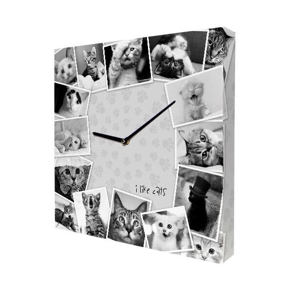 

Часы настенные на холсте Presentville Котики 35х35х4,2 см