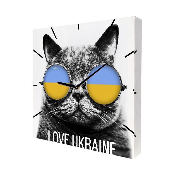 

Часы настенные на холсте Presentville Кот в очках флаг Украины 35х35х4,2 см