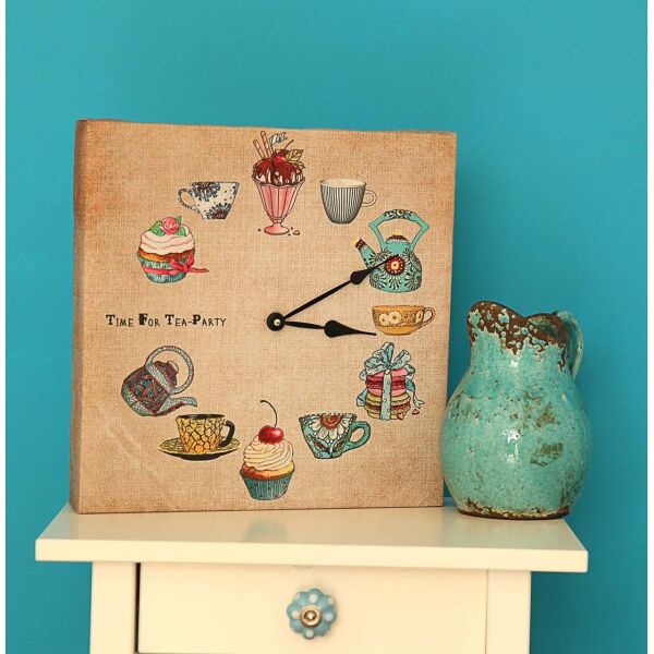 

Часы настенные на холсте Presentville Time for tea party 35х35х4,2 см